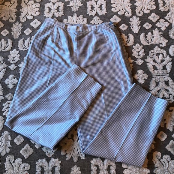 JG Hook Pants - JG Hook 100% silk women’s trousers, fully lined, blue & white gingham Sz 10